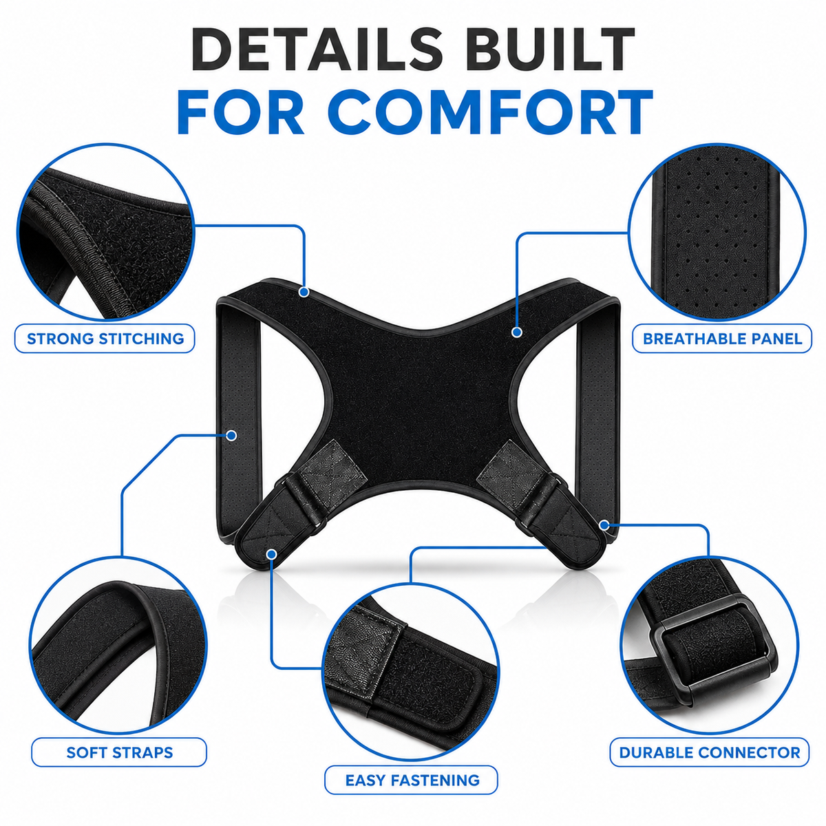 Adjustable Shoulder Posture Brace with Soft-Edged Straps and Discreet Fit