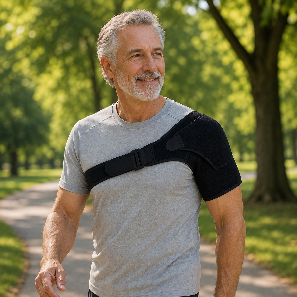 Adjustable Shoulder Support Wrap with Compression Fit and Breathable Construction