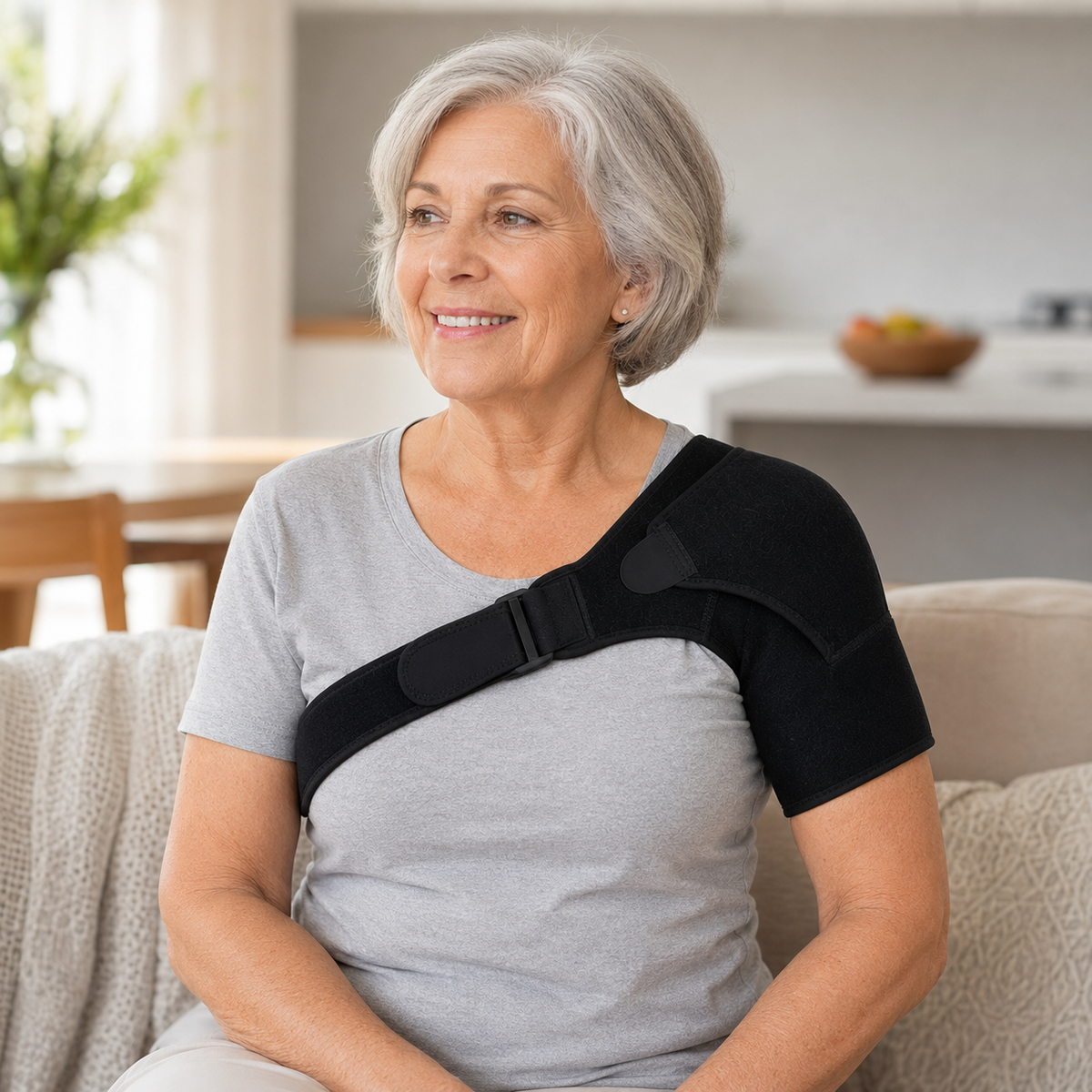 Adjustable Shoulder Support Wrap with Compression Fit and Breathable Construction