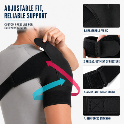 Adjustable Shoulder Support Wrap with Compression Fit and Breathable Construction