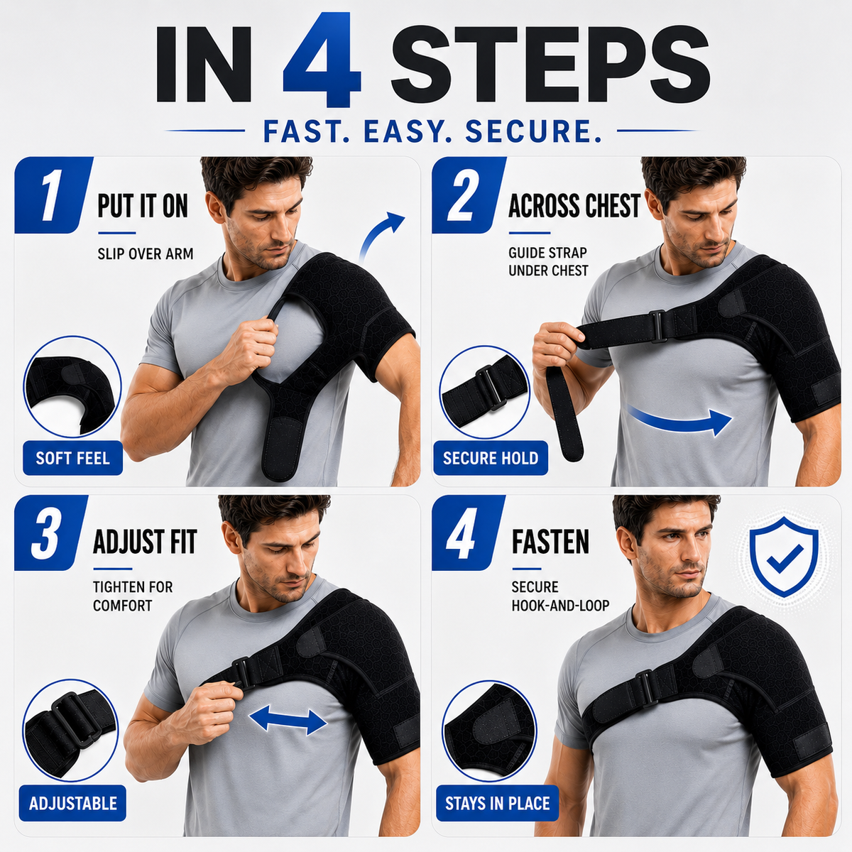 Adjustable Shoulder Support Wrap with Compression Fit and Breathable Construction