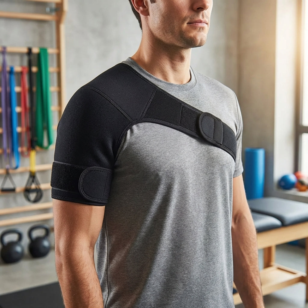 Adjustable Shoulder Support Wrap with Compression Fit and Breathable Construction