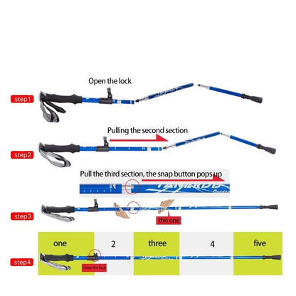 Adjustable Trekking Poles 65–135 cm Lightweight Aluminium with Shock Absorption
