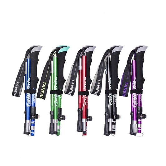 Adjustable Trekking Poles 65–135 cm Lightweight Aluminium with Shock Absorption