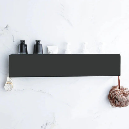 Aluminium Bathroom Wall Shelf with Side Hooks and Matte Finish