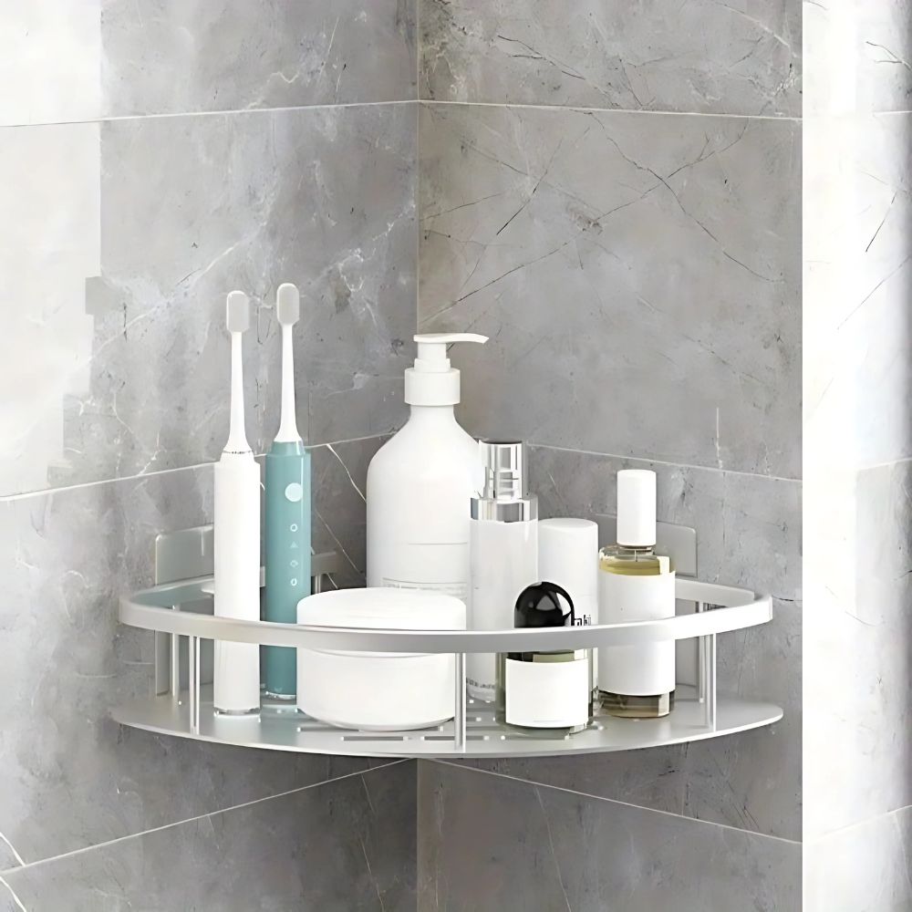 Aluminium Shower Shelf with Open Frame Design and Self Adhesive Mounting