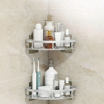 Aluminium Shower Shelf with Open Frame Design and Self Adhesive Mounting
