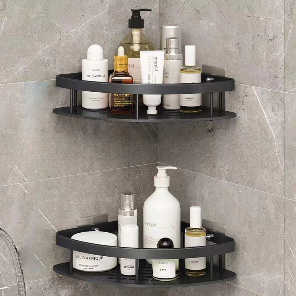Aluminium Shower Shelf with Open Frame Design and Self Adhesive Mounting