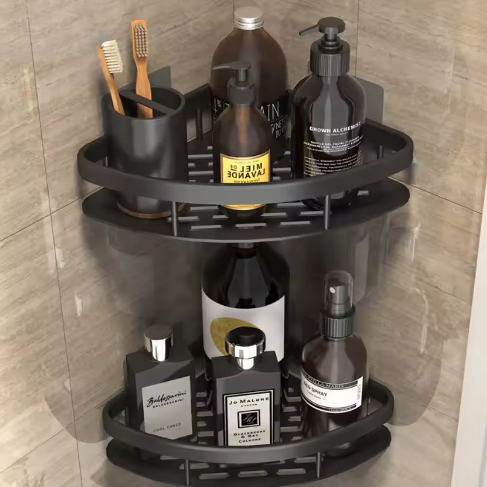 Aluminium Shower Shelf with Open Frame Design and Self Adhesive Mounting