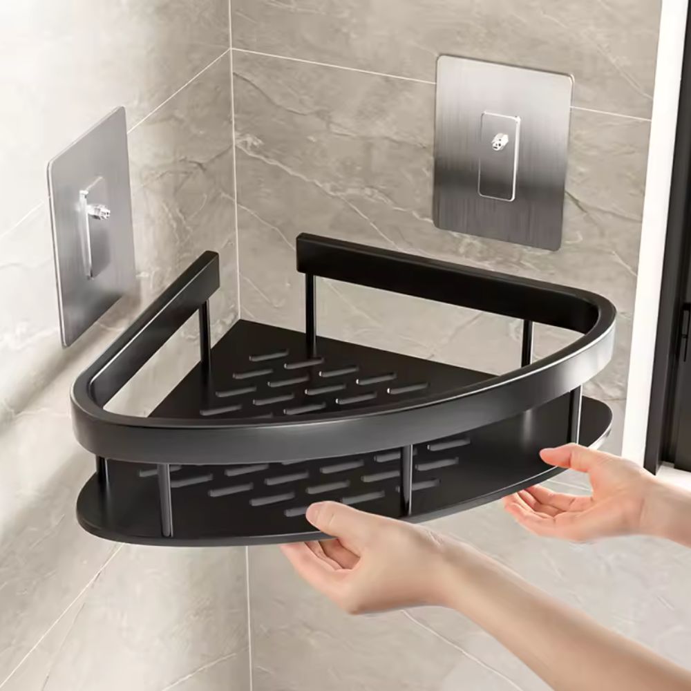Aluminium Shower Shelf with Open Frame Design and Self Adhesive Mounting