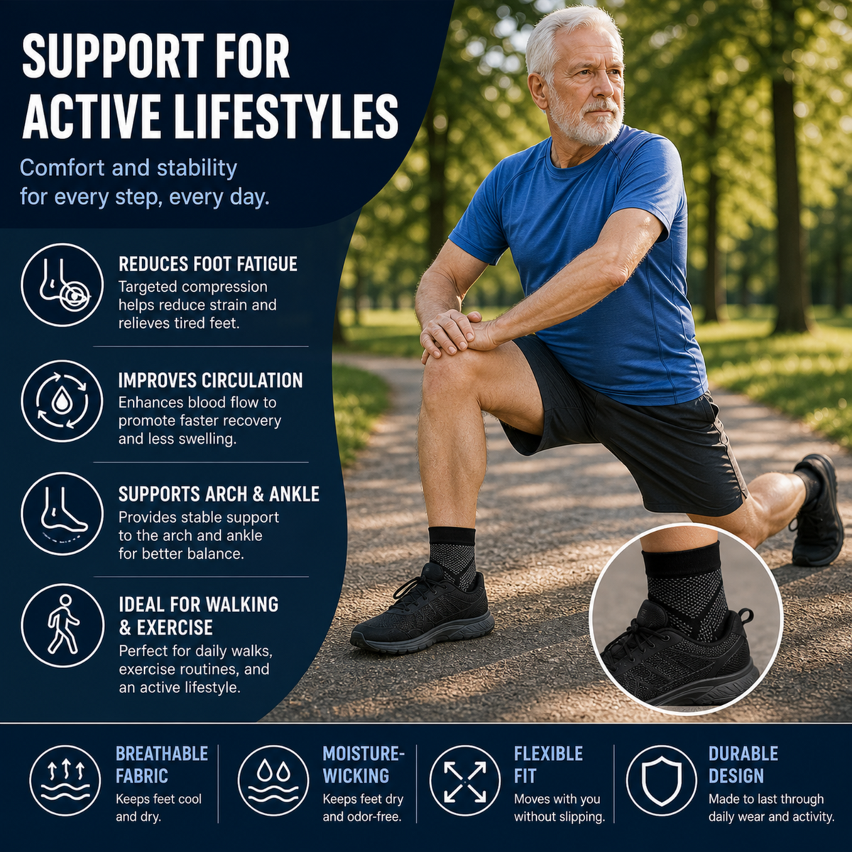 Ankle Compression Sleeve with Breathable Nylon Knit