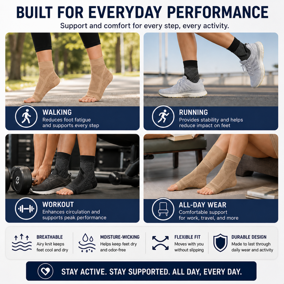Ankle Compression Sleeve with Breathable Nylon Knit