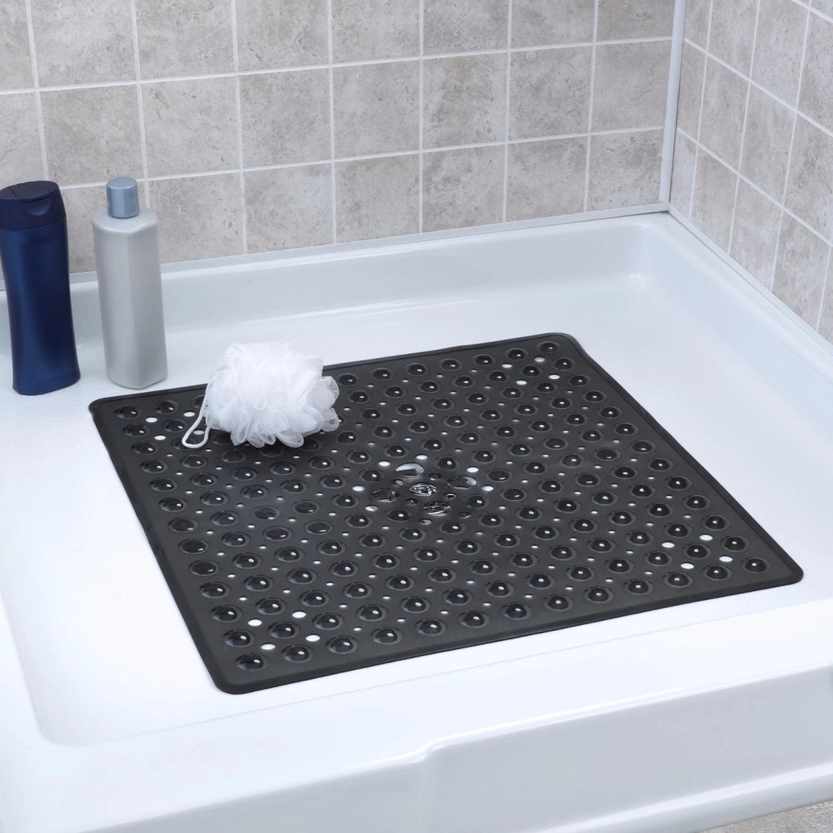Antislip PVC Shower Mat with Drainage Holes and Textured Surface for Bathroom Floors