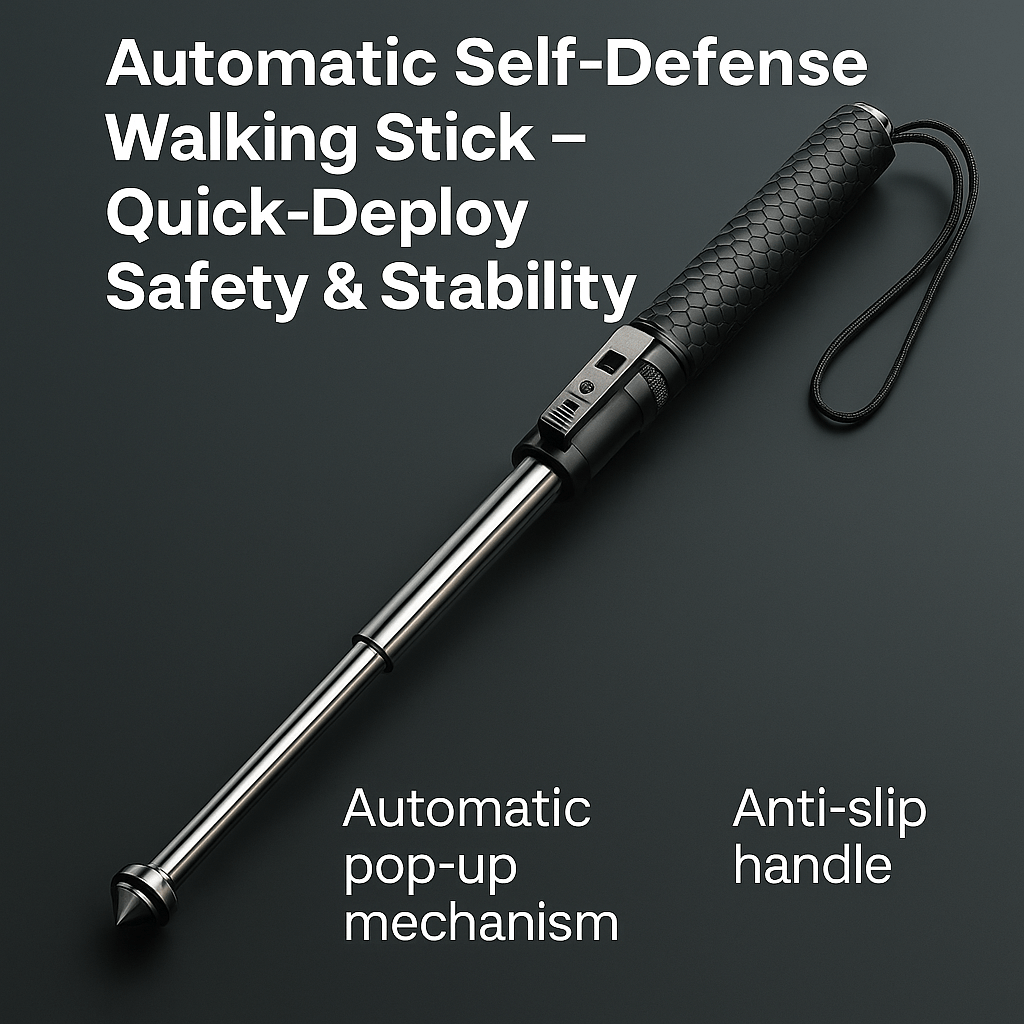 Automatic Folding Walking Stick with Adjustable Stability Support