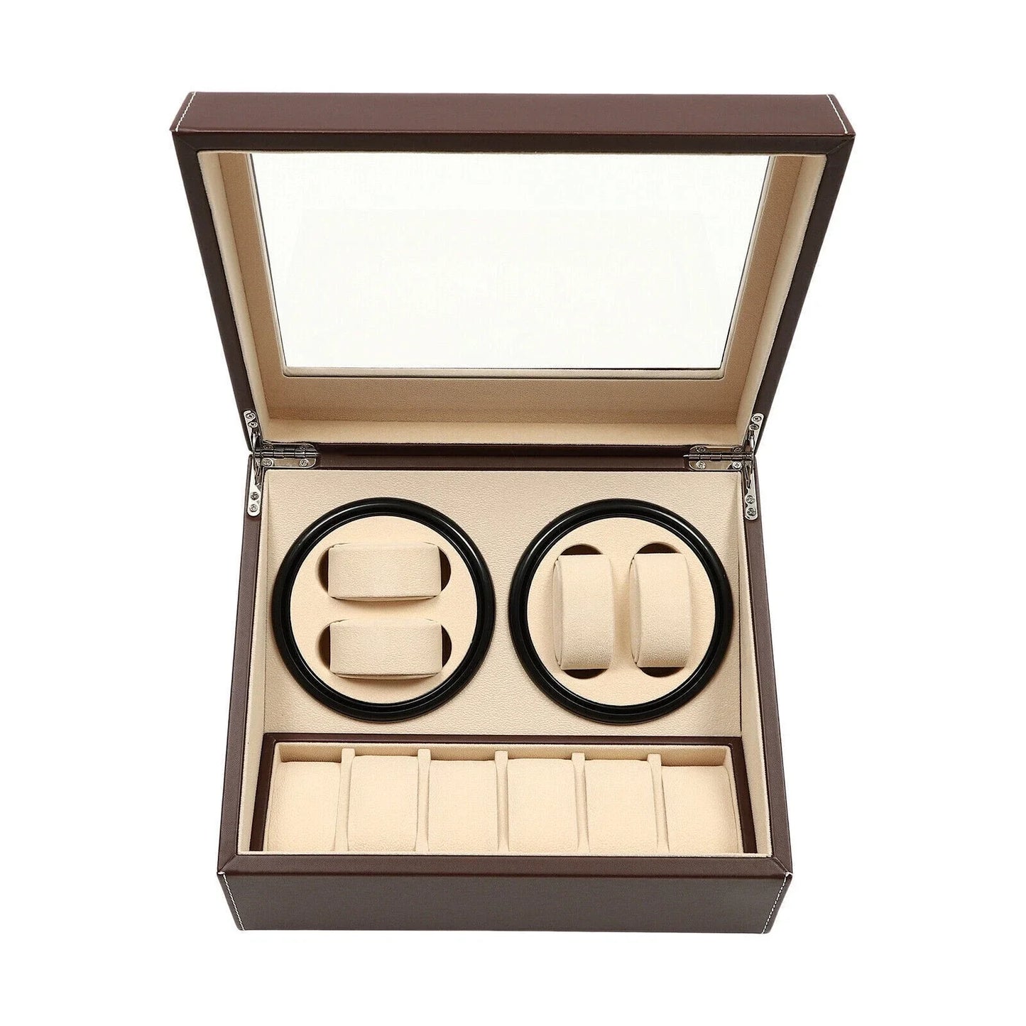 Werlona – Automatic Watch Winder Display Box with 4 Winding Slots and 6 Storage Slots