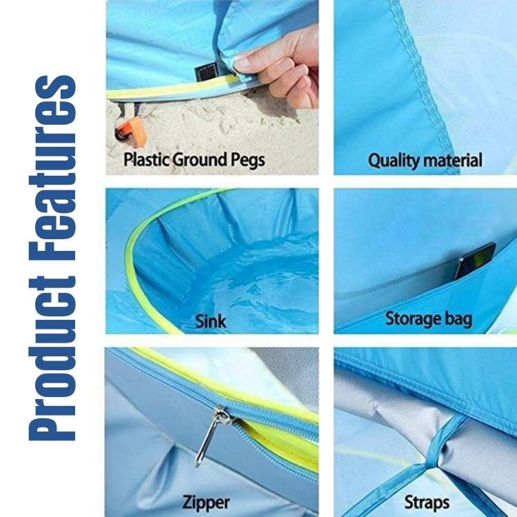 Baby Pop-Up Beach Tent with Built-In Splash Pool and UPF 50+ Shade