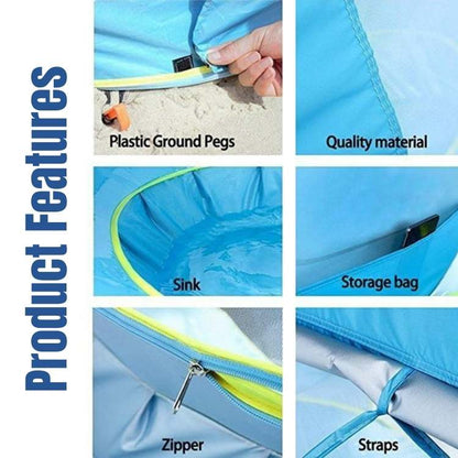 Baby Pop-Up Beach Tent with Built-In Splash Pool and UPF 50+ Shade