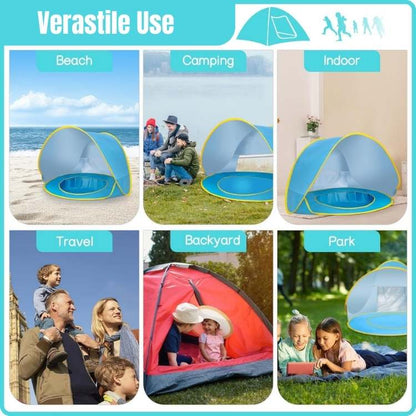 Baby Pop-Up Beach Tent with Built-In Splash Pool and UPF 50+ Shade