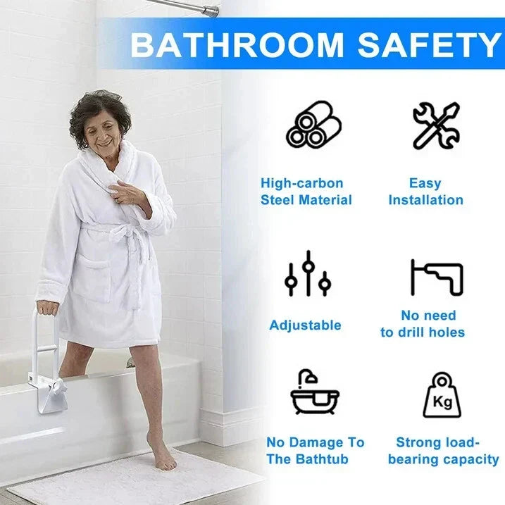Bathtub Safety Grab Bar – No Drill Support Handle for Bathroom Stability