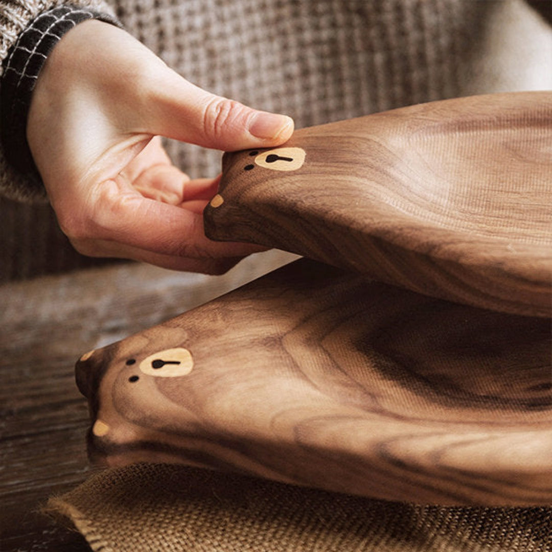 Bear-Shaped Wooden Serving Board Made from Food-Safe Wood