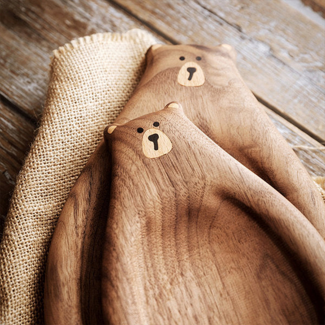 Bear-Shaped Wooden Serving Board Made from Food-Safe Wood