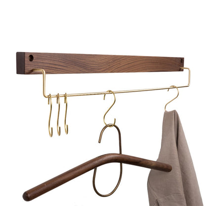Beech Wood Towel Rack with Brass Bar for Bathroom and Home Organisation