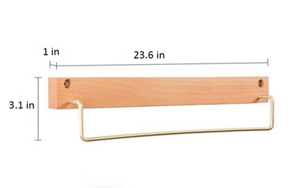 Beech Wood Towel Rack with Brass Bar for Bathroom and Home Organisation