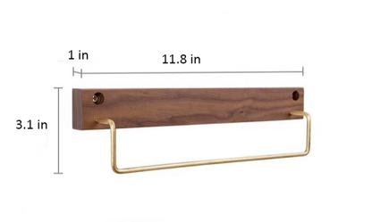 Beech Wood Towel Rack with Brass Bar for Bathroom and Home Organisation