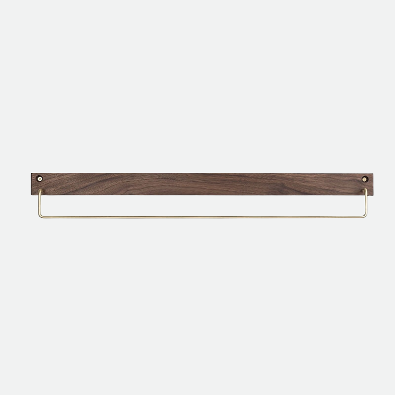 Beech Wood Towel Rack with Brass Bar for Bathroom and Home Organisation