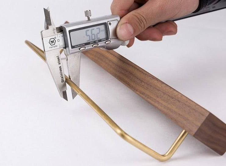 Beech Wood Towel Rack with Brass Bar for Bathroom and Home Organisation