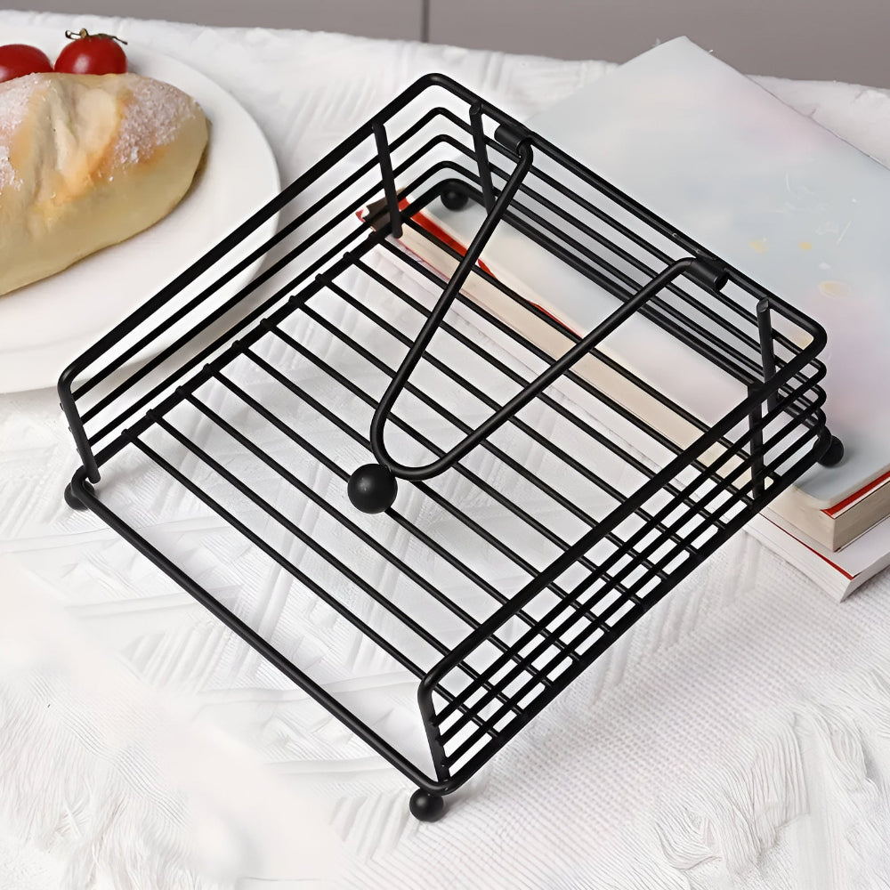 Black Iron Napkin Holder with Modern Matt Finish