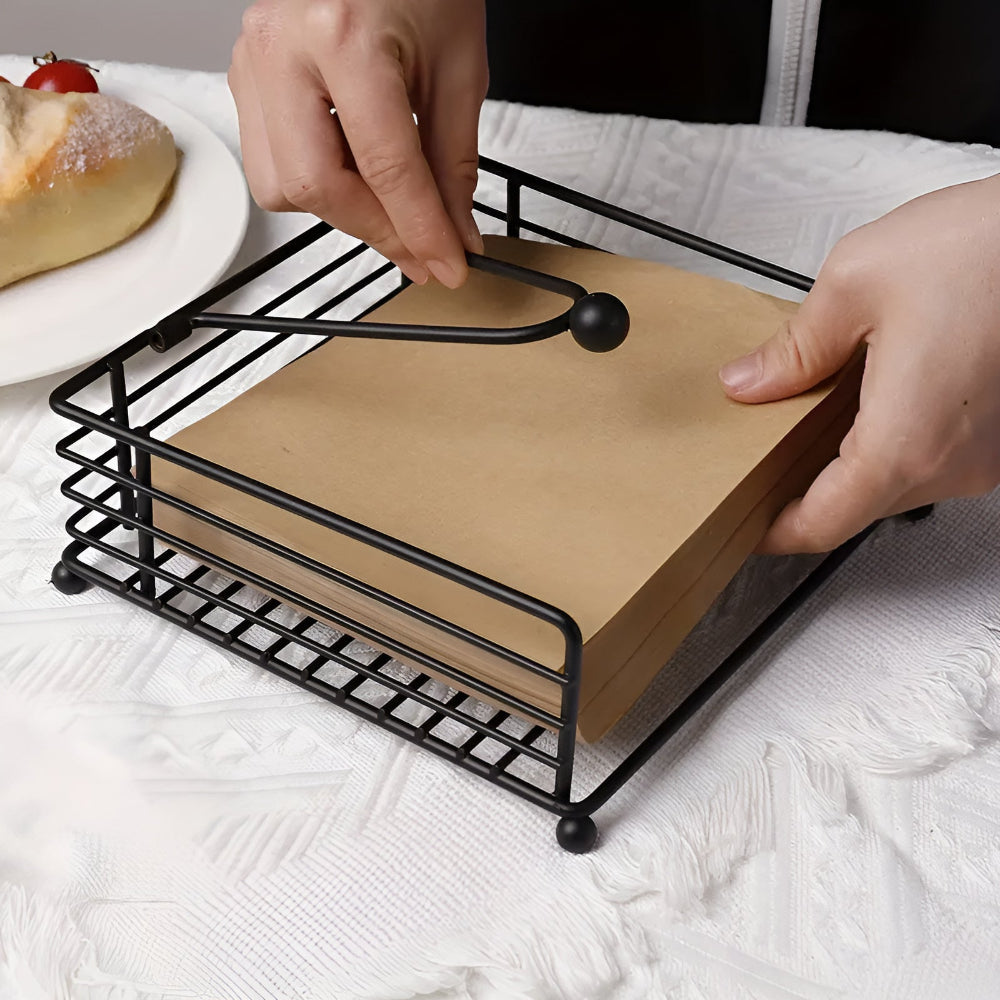 Black Iron Napkin Holder with Modern Matt Finish
