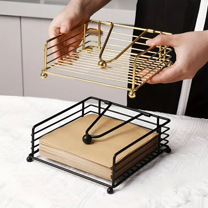 Black Iron Napkin Holder with Modern Matt Finish