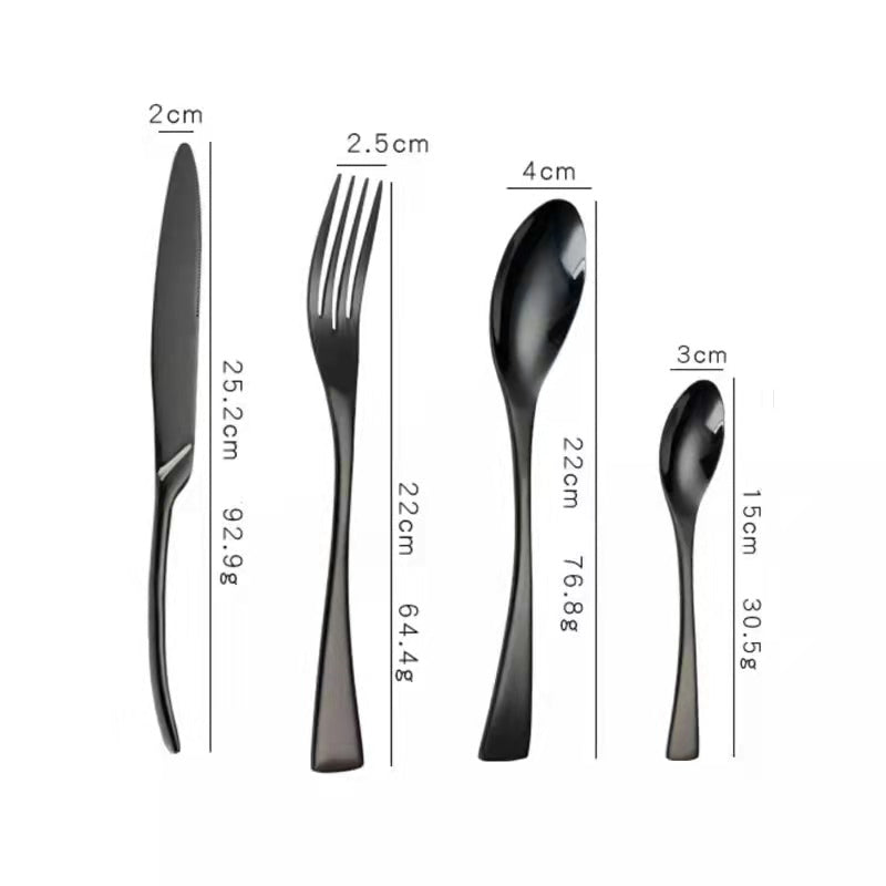 Black Stainless Steel Cutlery Set with Matte Finish, 24/42/48/84 Pieces