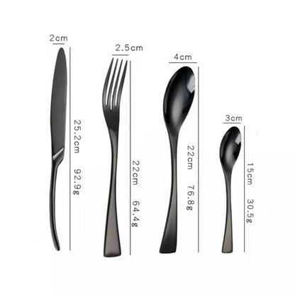 Black Stainless Steel Cutlery Set with Matte Finish, 24/42/48/84 Pieces