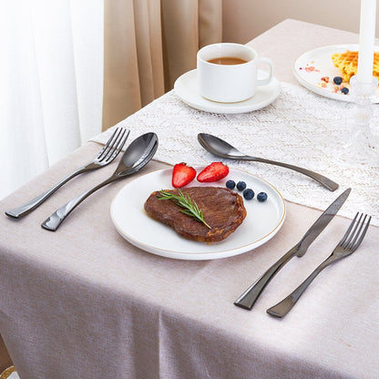 Black Stainless Steel Cutlery Set with Matte Finish, 24/42/48/84 Pieces