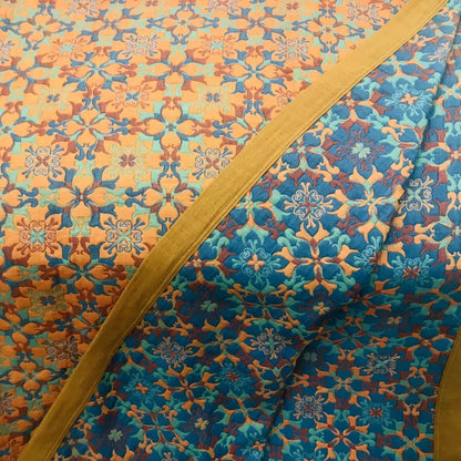 Blue Patterned Six Layer Cotton Quilt for Bed and Sofa