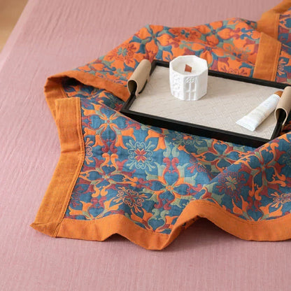 Blue Patterned Six Layer Cotton Quilt for Bed and Sofa