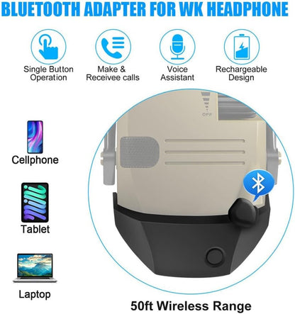 Bluetooth Adapter for Shooting Earmuffs with Type-C Charging and 50ft Wireless Range