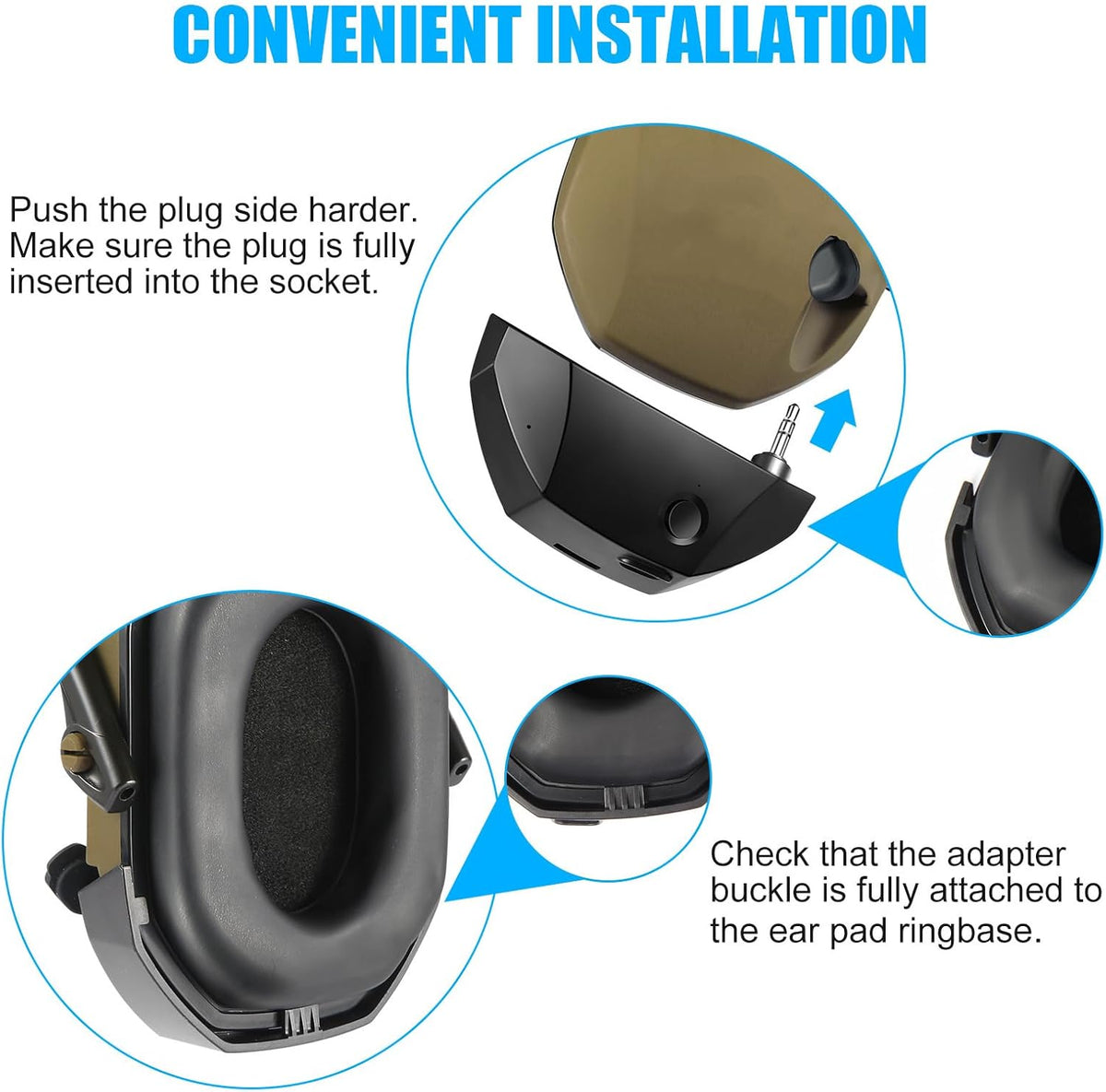 Bluetooth Adapter for Shooting Earmuffs with Type-C Charging and 50ft Wireless Range