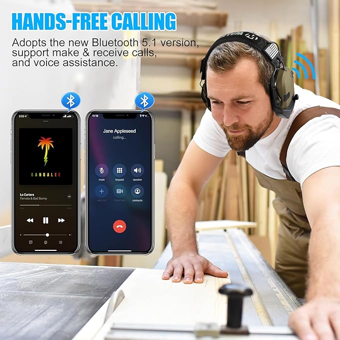 Bluetooth Adapter for Shooting Earmuffs with Type-C Charging and 50ft Wireless Range