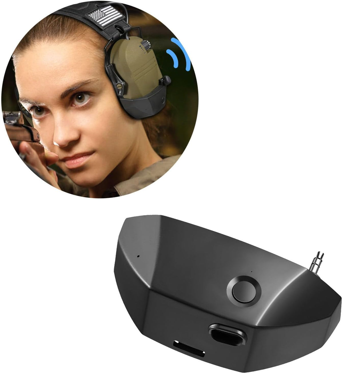Bluetooth Adapter for Shooting Earmuffs with Type-C Charging and 50ft Wireless Range