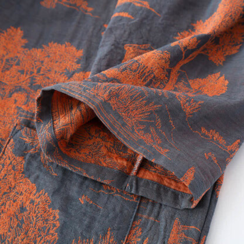 Bohemian Cotton Kimono Robe with Adjustable Waist Belt and Relaxed Fit