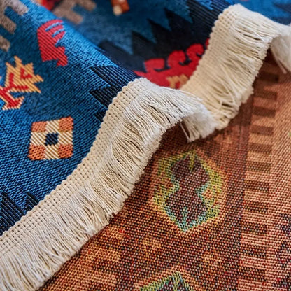 Boho Chenille Sofa Cover – Colourful Geometric Pattern with Warm Earth Tones