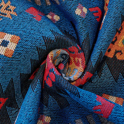 Boho Chenille Sofa Cover – Colourful Geometric Pattern with Warm Earth Tones