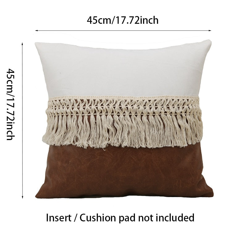 Boho Tassel Cushion Covers Set of 2 with Soft Cotton Blend Fabric