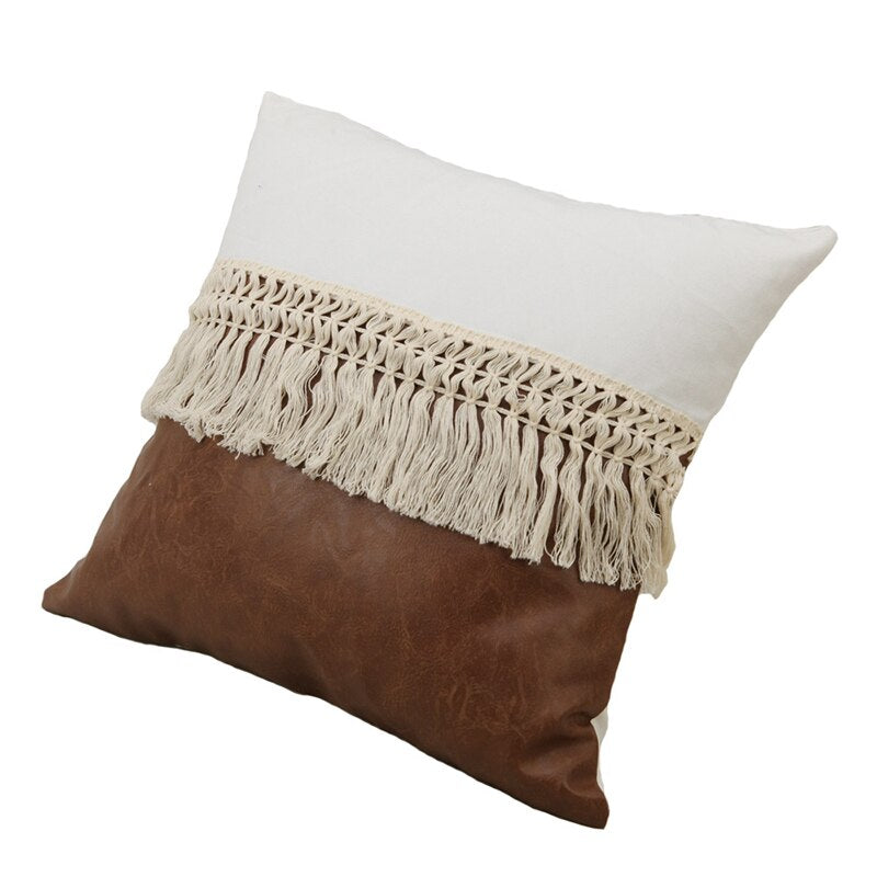 Boho Tassel Cushion Covers Set of 2 with Soft Cotton Blend Fabric