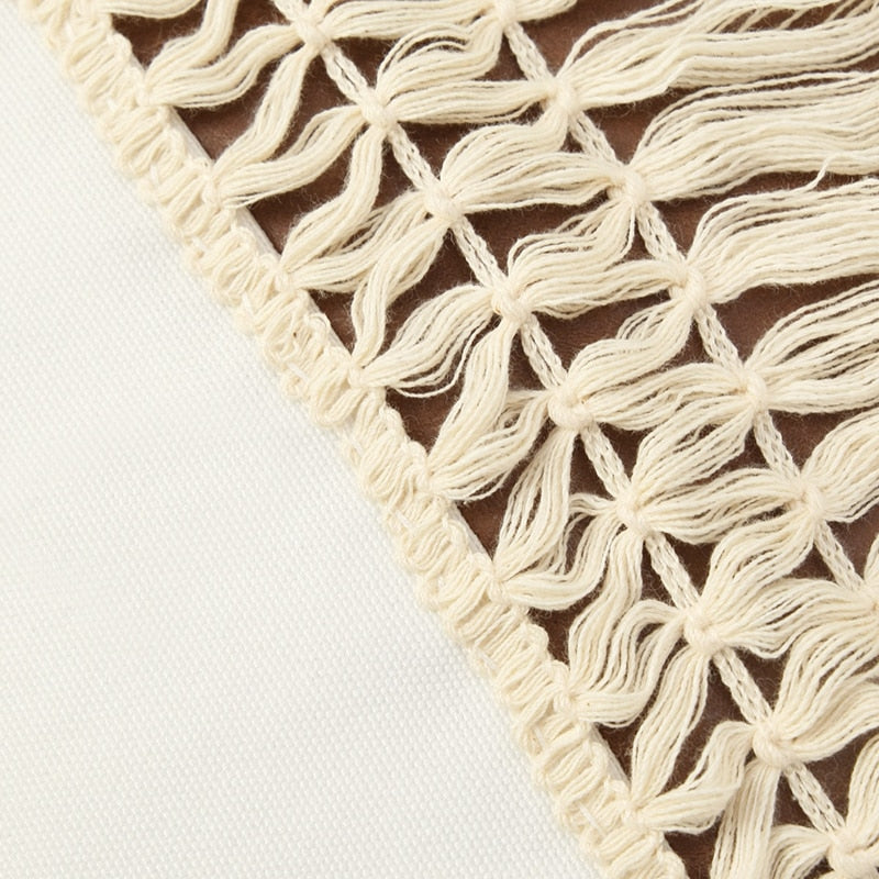 Boho Tassel Cushion Covers Set of 2 with Soft Cotton Blend Fabric