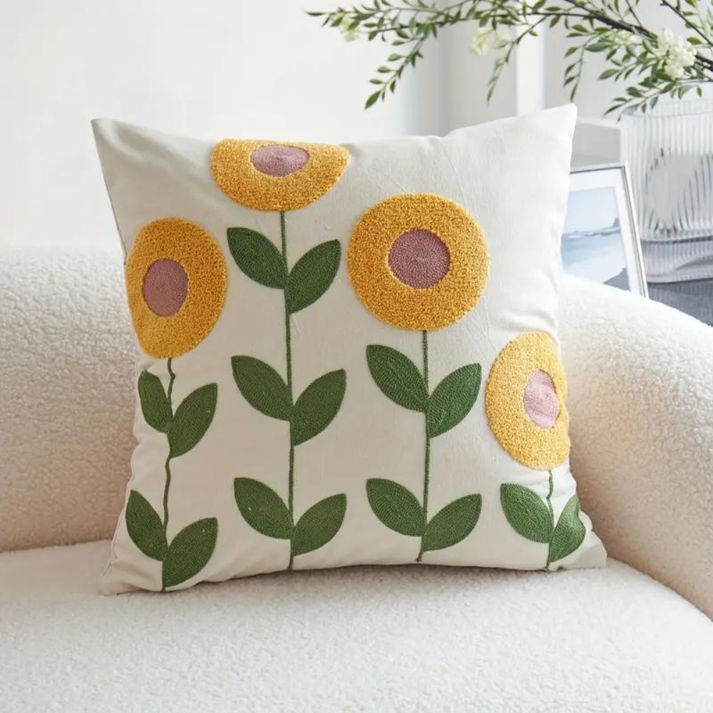 Botanical Woven Cushion Cover – Microfibre and Cotton Decorative Pillowcase