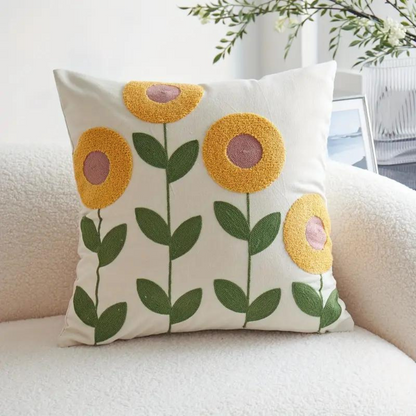 Botanical Woven Cushion Cover – Microfibre and Cotton Decorative Pillowcase